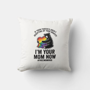 Free Mom Hug Bear Pride Vintage T-Shirt Design_1 Throw Pillow