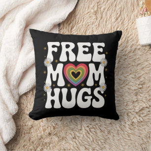 Free Mom Hug Transgender Lesbian Gay LGBT Pride Throw Pillow