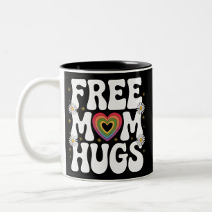 Free Mom Hug Transgender Lesbian Gay LGBT Pride  Two-Tone Coffee Mug