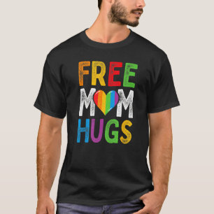 Free Mom Hugs  Boho Rainbow Heart Gay Lgbt Pride M T-Shirt