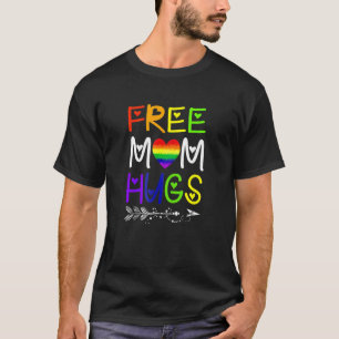 Free Mom Hugs Colourful Rainbow Heart T-Shirt