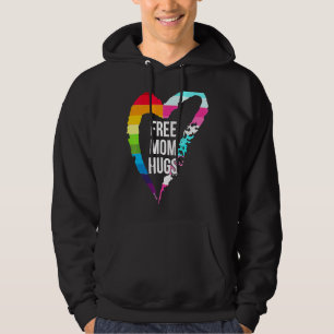 Free Mom Hugs Cute Heart Rainbow Love Lgbt Gay Les Hoodie