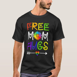 Free Mom Hugs Daisy Rainbow Heart LGBT Pride Month T-Shirt