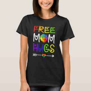 Free Mom Hugs Daisy Rainbow Heart Lgbt Pride Month T-Shirt