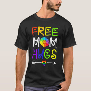 Free Mom Hugs Daisy Rainbow Heart LGBT Pride Month T-Shirt
