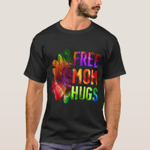 Free Mom Hugs Daisy Rainbow Heart Sunflower Lgbt P T-Shirt