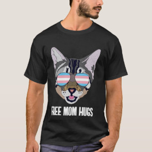 Free Mom Hugs  Funny Cat Trans Pride Pullover Hood