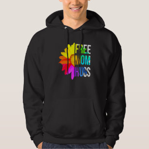 Free Mom Hugs Gay Pride Lgbt Daisy Rainbow Flower  Hoodie