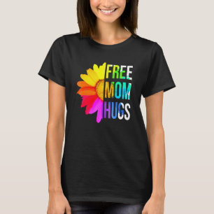 Free Mom Hugs Gay Pride Lgbt Daisy Rainbow Flower T-Shirt