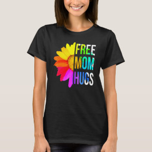 Free Mom Hugs Gay Pride Lgbt Daisy Rainbow Flower T-Shirt