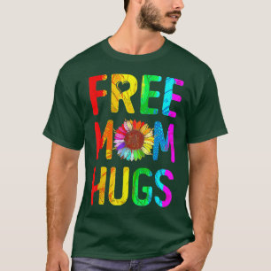 Free Mom Hugs Gay Pride LGBT Daisy Rainbow Flower T-Shirt