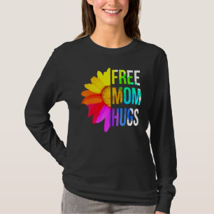 Free Mom Hugs Gay Pride Lgbt Daisy Rainbow Flower T-Shirt