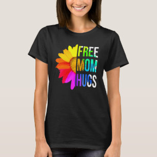 Free Mom Hugs Gay Pride Lgbt Daisy Rainbow Flower T-Shirt