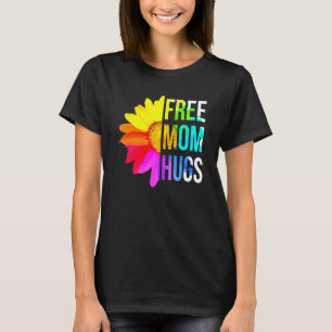 Free Mom Hugs Gay Pride Lgbt Daisy Rainbow Flower  T-Shirt