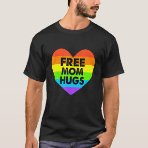 Free Mom Hugs Gay Pride Transgender Rainbow Heart T-Shirt