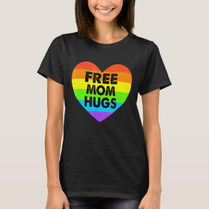 Free Mom Hugs Gay Pride Transgender Rainbow Heart T-Shirt