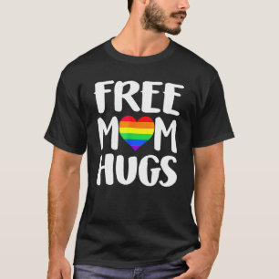 Free Mom Hugs Heart Rainbow Flag LGBT Pride Month T-Shirt