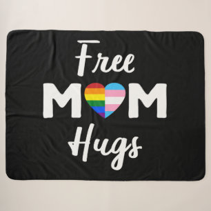 Free Mom Hugs II - Rainbow Gay Trans Pride Sherpa Blanket