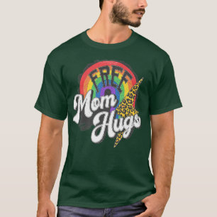 Free Mom Hugs Leopard Rainbow Proud Mom LGBT Pride T-Shirt