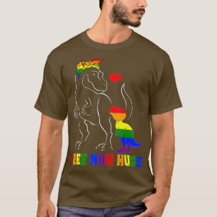 Free Mom Hugs  LGB Mom Mamasaurus Rainbow Gift  T-Shirt