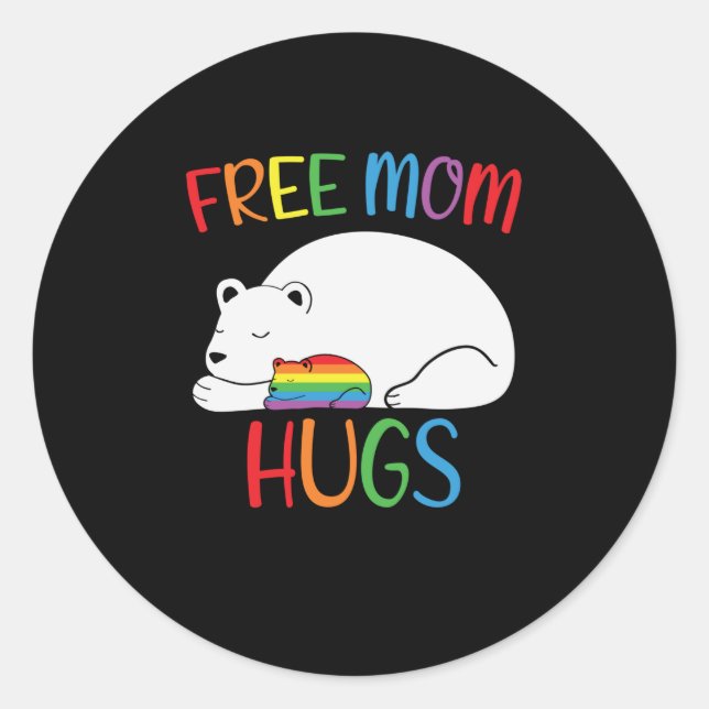 Free Mom Hugs LGBT Bear Hugs Classic Round Sticker (Front)