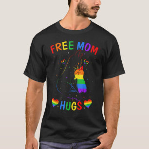 Free Mom Hugs LGBT Cat Gay Pride Rainbow Cat Ally T-Shirt