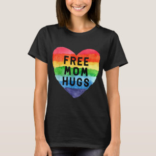 Free Mom Hugs LGBT Flag Gay Lesbian Pride Parades  T-Shirt