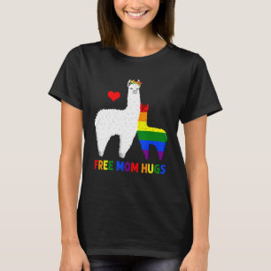 Free Mom Hugs LGBT Mama Llama Rainbow Mothers Day T-Shirt
