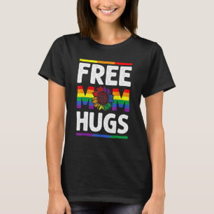 Free Mom Hugs LGBT Pride Leopard Sunflower Rainbow T-Shirt