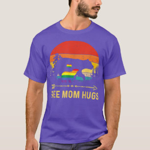 Free Mom Hugs LGBT Pride Mama Bear Retro T Gifts  T-Shirt