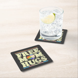 Free Mom Hugs Lgbt Pride Square Paper Coaster