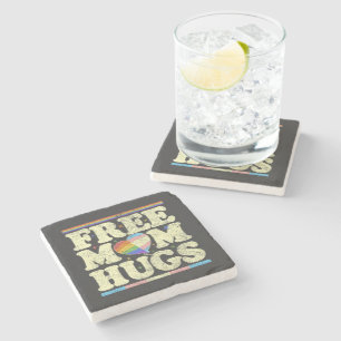 Free Mom Hugs Lgbt Pride Stone Coaster