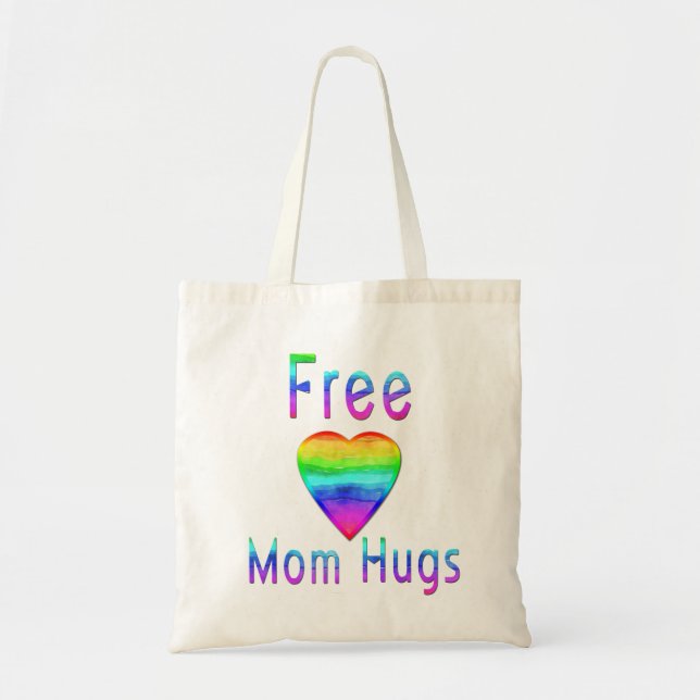 Free Mom Hugs LGBTQ Support Tote Bag (Front)