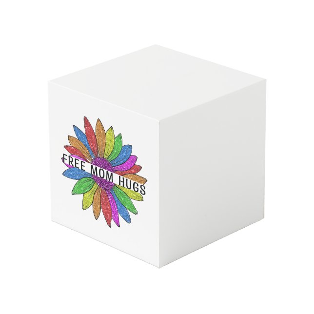 Free Mom Hugs LGBTQIA+ Pride Support Cube (Front Angled)