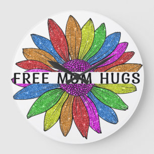 Free Mom Hugs LGBTQIA+ Pride Support Large Clock
