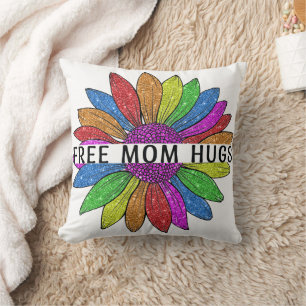 Free Mom Hugs LGBTQIA+ Pride Support Throw Pillow