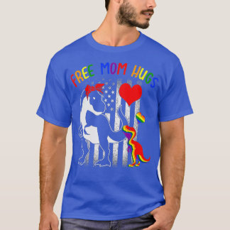 Free Mom Hugs Mamasaurus Dino Rainbow T Rex Ally L T-Shirt