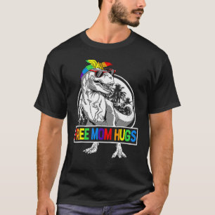 Free Mom Hugs Mamasaurus Dinosaur Rex Ally Rainbow T-Shirt