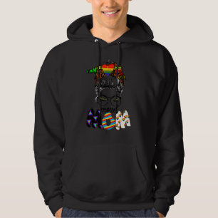 Free Mom Hugs Messy Bun Lgbt Pride Sun Rainbow Tea Hoodie
