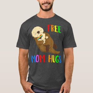 Free Mom Hugs Otter Cute Rainbow Flag Gay Pride LG T-Shirt