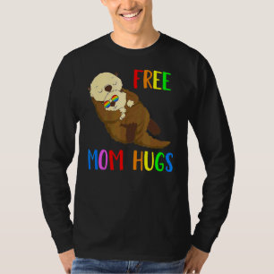 Free Mom Hugs Otter Cute Rainbow Flag Gay Pride Lg T-Shirt
