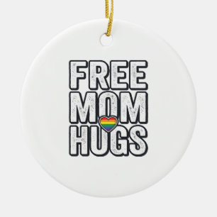Free Mom Hugs Pride Heart Vintage T-Shirt Design_1 Ceramic Ornament