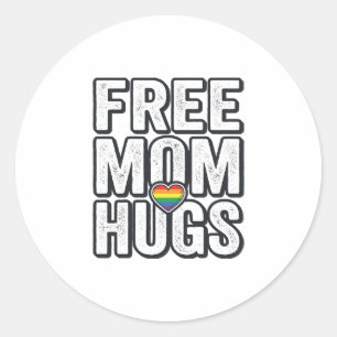 Free Mom Hugs Pride Heart Vintage T-Shirt Design_1 Classic Round Sticker