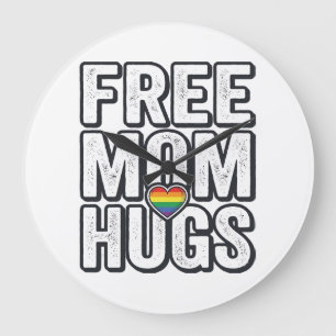 Free Mom Hugs Pride Heart Vintage T-Shirt Design_1 Large Clock