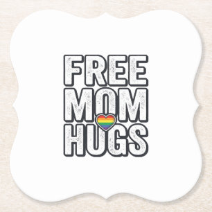 Free Mom Hugs Pride Heart Vintage T-Shirt Design_1 Paper Coaster