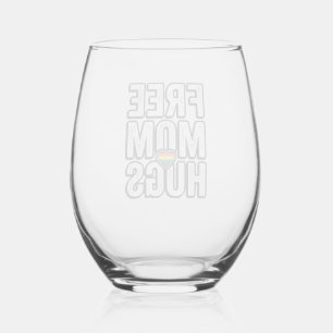 Free Mom Hugs Pride Heart Vintage T-Shirt Design_1 Stemless Wine Glass