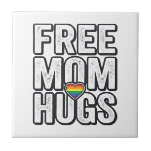 Free Mom Hugs Pride Heart Vintage T-Shirt Design_1 Tile