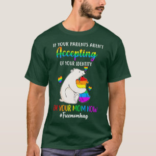 Free Mom Hugs Proud Bear Rainbow LGBT Gay Pride LG T-Shirt