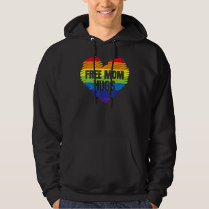 Free Mom Hugs Proud Mother Heart Love Gay Cute Rai Hoodie