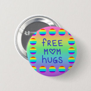Free Mom Hugs Rainbow Button